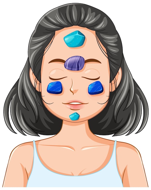 Free vector portrait of a young woman with healing crystal