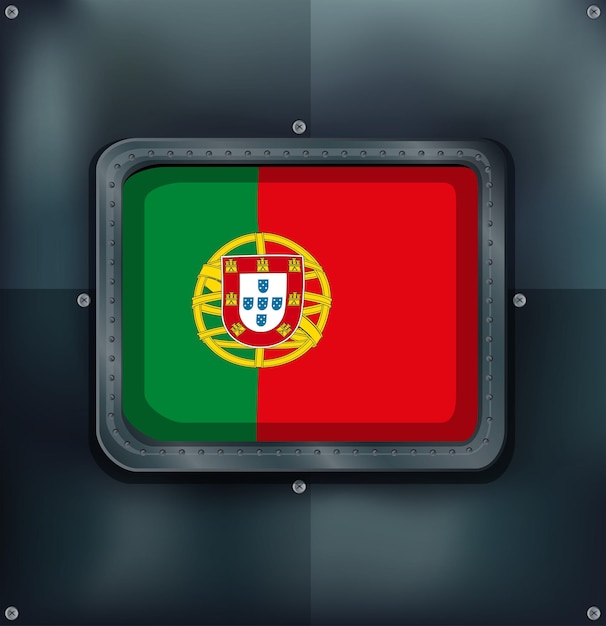 Флаг Португалии на металлическом фоне