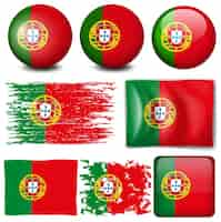 Free vector portugul flag on many items illustration