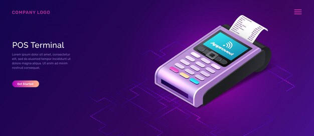 POS terminal security, isometric business concept