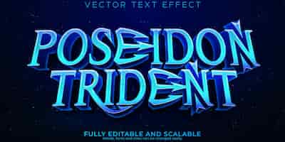 Free vector poseidon text effect editable trident and ocean text style