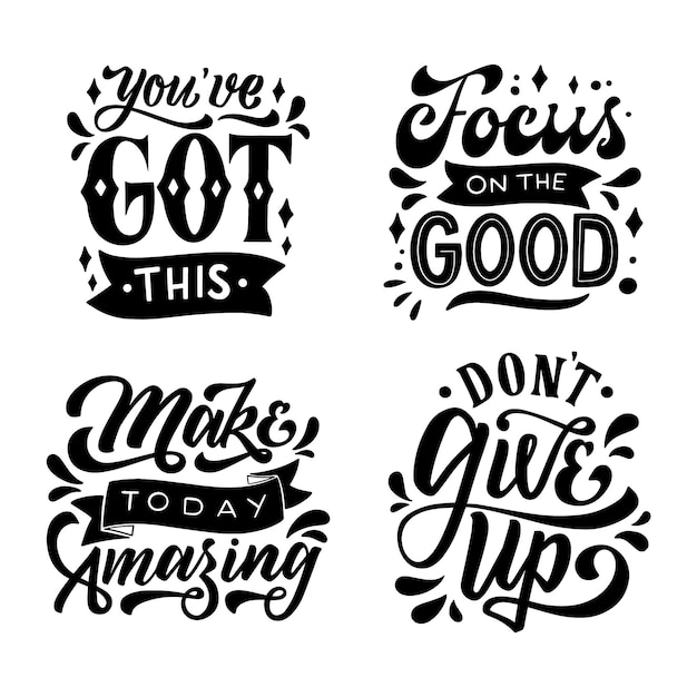 Free vector positive lettering collection