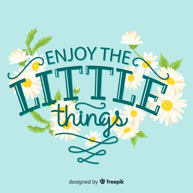 Free vector positive lettering with flowers