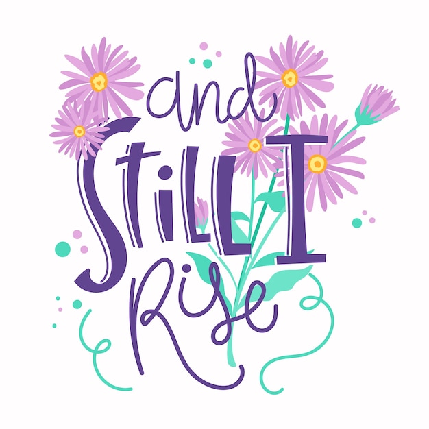 Free vector positive lettering with flowers