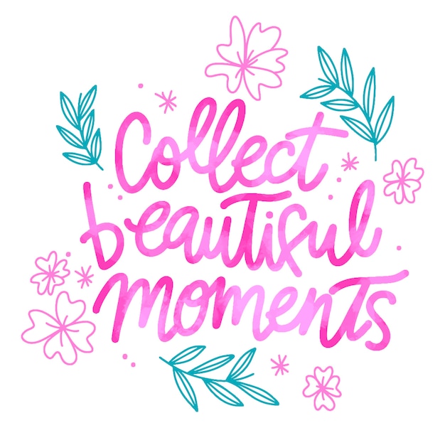 Free vector positive lettering with flowers