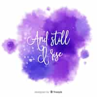 Free vector positive message on purple watercolor stain