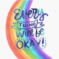 Free vector positive message with rainbow