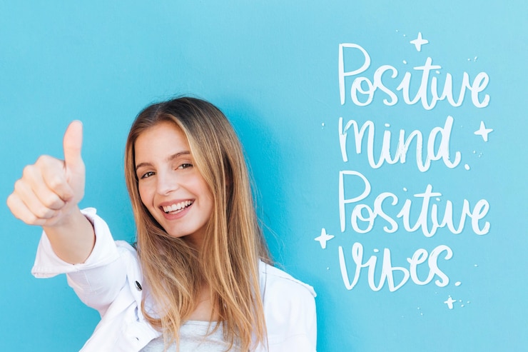 Free Vector positive mind lettering concept