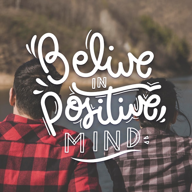 Free vector positive mind lettering concept