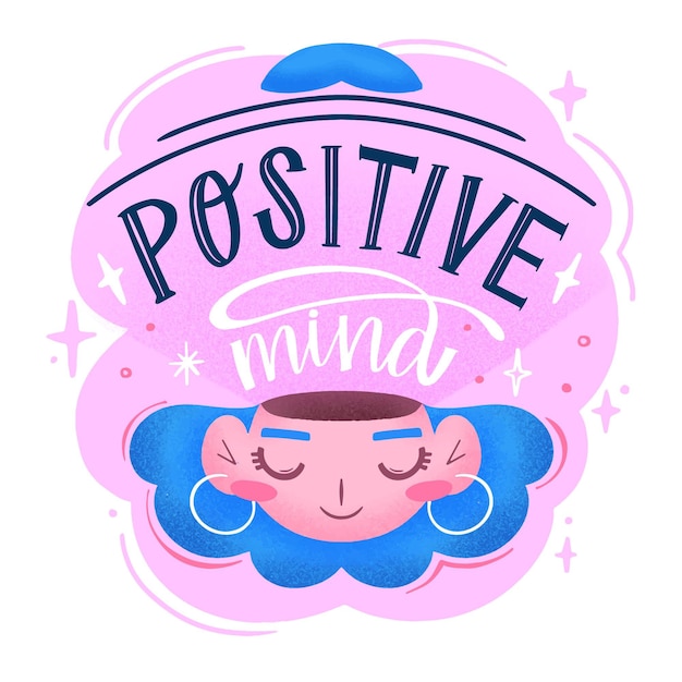 Free vector positive mind lettering concept