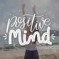 Free vector positive mind lettering with photo