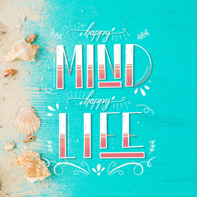 Positive mind lettering with photo