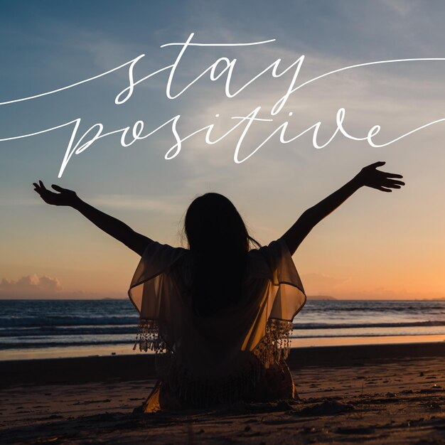 positive mind lettering with photo