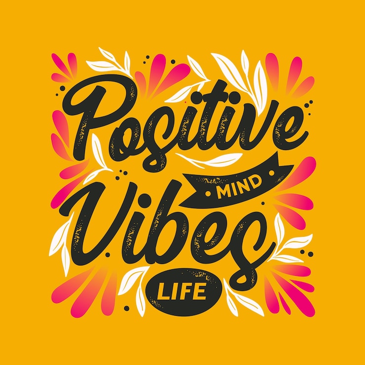 Free Vector positive mind lettering with photo