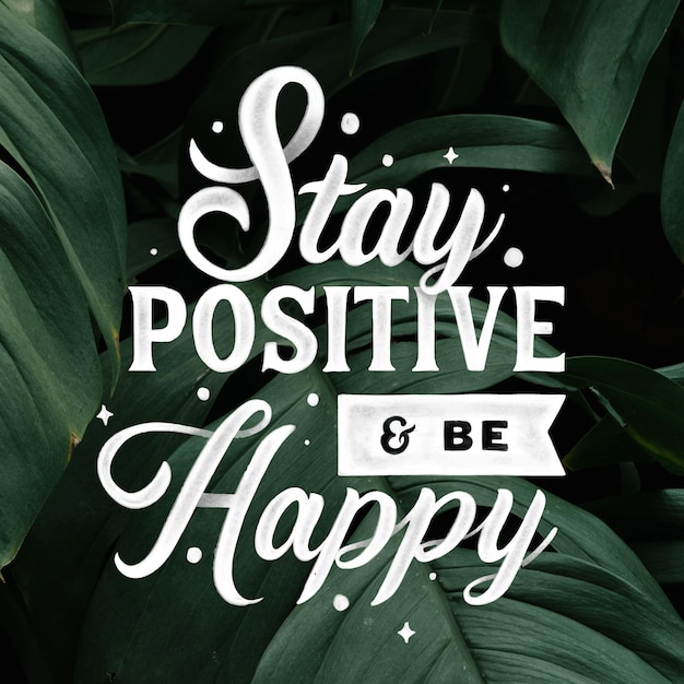 Vettore gratuito lettering mente positiva con foto