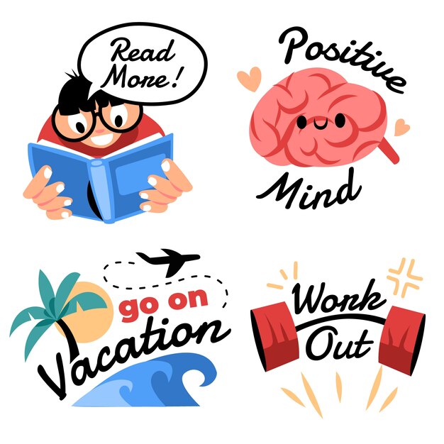 Positive mindset stickers collection