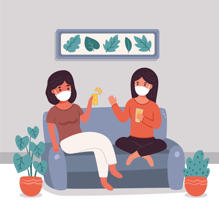 Free Vector positive people facing the new normal
