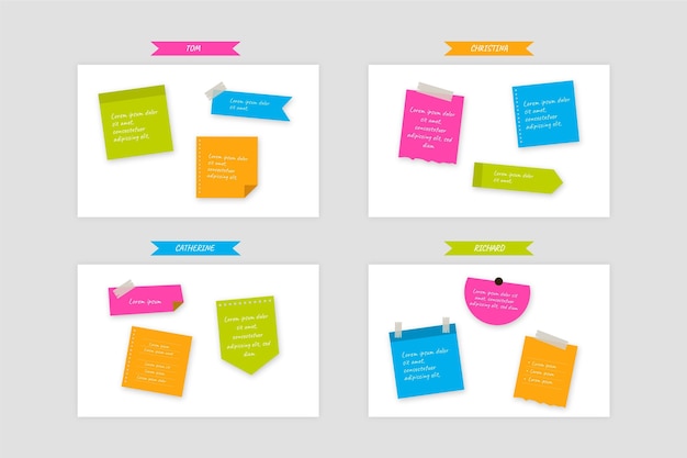 Free vector post-its boards infographics