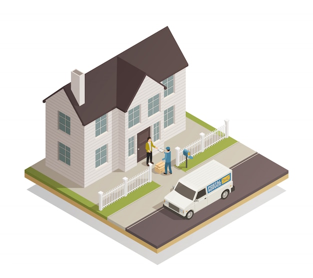 Postal delivery service isometric