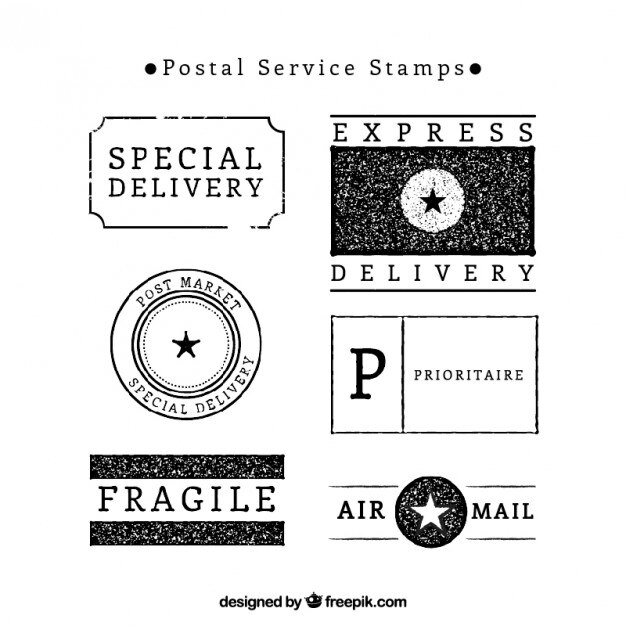 Free Vector postal service stamps pack