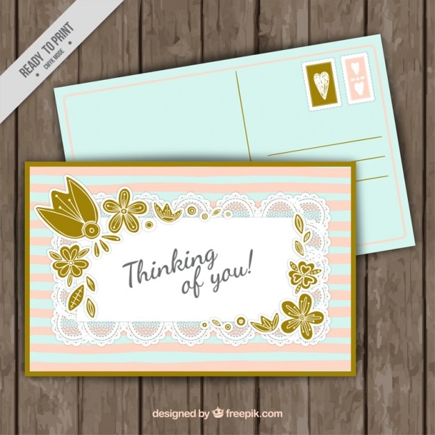 Free vector postcard of greeting in vintage style