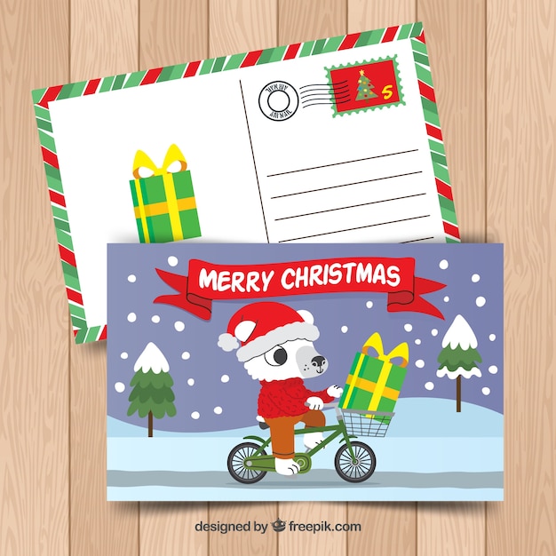 Free vector postcard with nice christmas animal