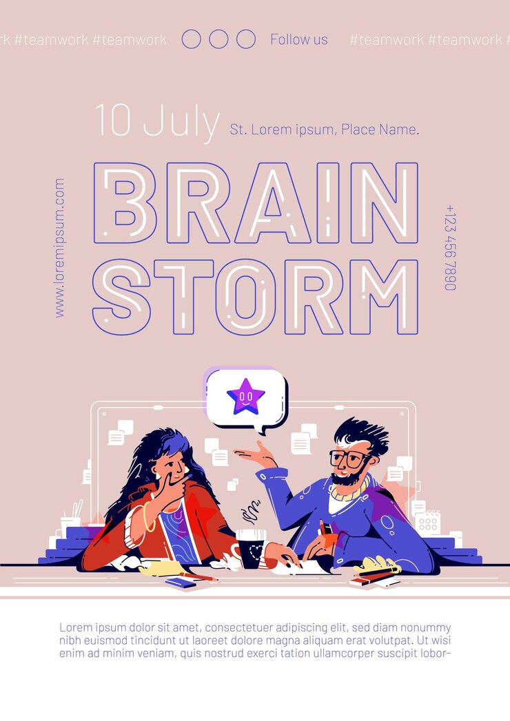 Free Vector poster of brainstorm team meeting