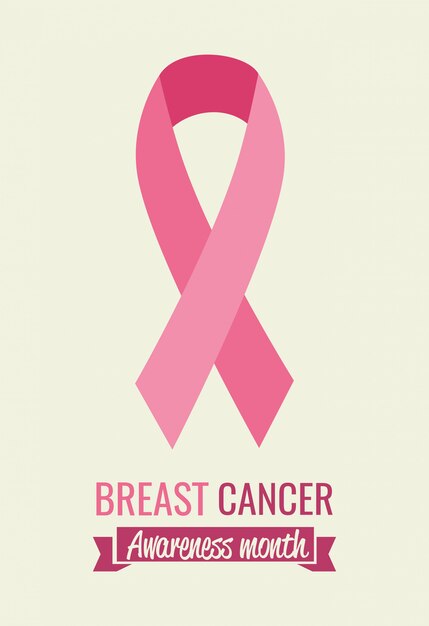 Poster breast cancer awareness month with ribbon