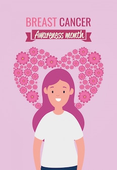 Poster mese consapevolezza del cancro al seno con la donna