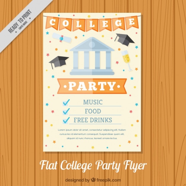 Poster for a college party, flat style