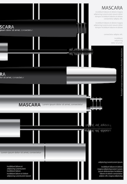 Free vector poster cosmetic mascara with packaging