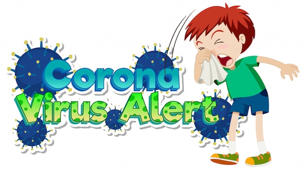 Free vector poster design for coronavirus theme with boy coughing