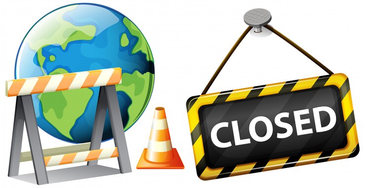 मुफ़्त वेक्टर poster design for coronavirus theme with closed sign on earth