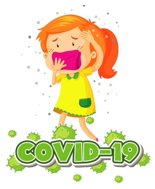 Дизайн плаката на тему коронавируса с больной девушкой