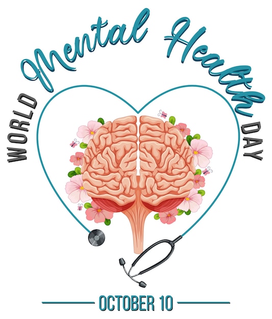 Бесплатное векторное изображение Дизайн плаката ко всемирному дню психического здоровья