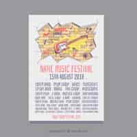 Vettore gratuito design di poster per festival musicali con spazio per il testo