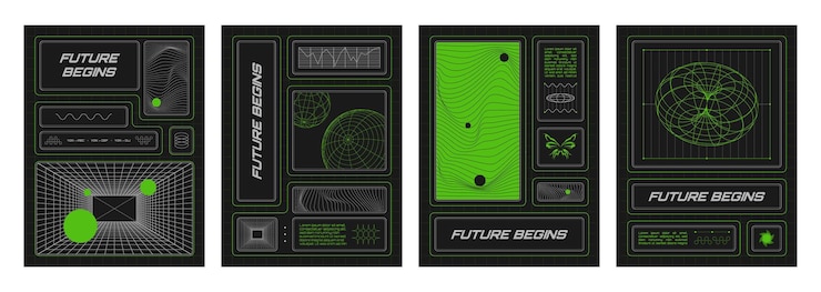 Free Vector poster design template in y2k aesthetic