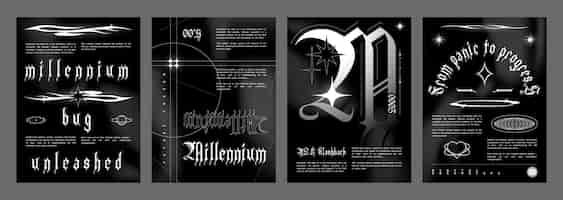 Free vector poster design template in y2k grunge gothic style