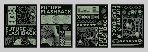 Poster design template in y2k retro style