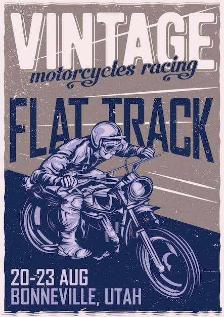 Free vector poster design with classic man on motorcycle