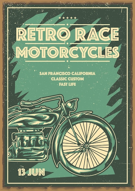 Free vector poster design with classic motorcycle