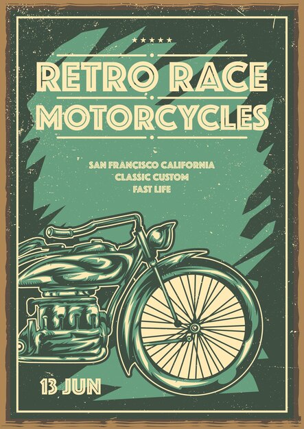 poster design with classic motorcycle