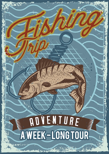 Poster design with illustration of fish