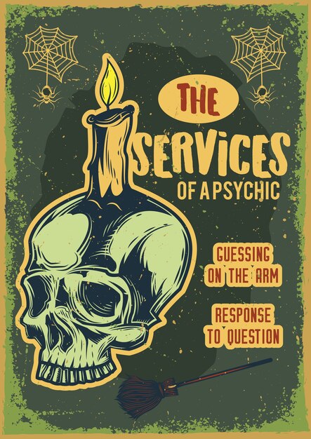 Poster design with illustration of a skull with a candle