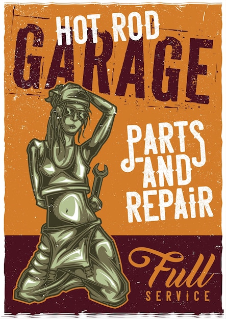 Poster design with mechanic girl
