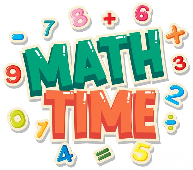 Дизайн плаката со словом математики время с числами в фоновом режиме