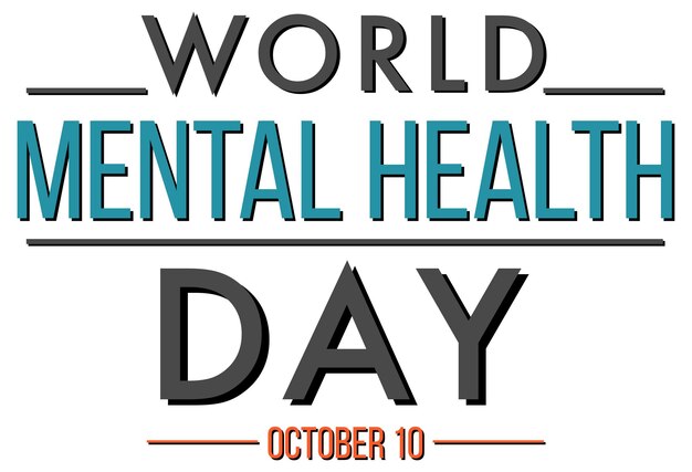 무료 벡터 단어 세계 정신 건강의 날 포스터 디자인