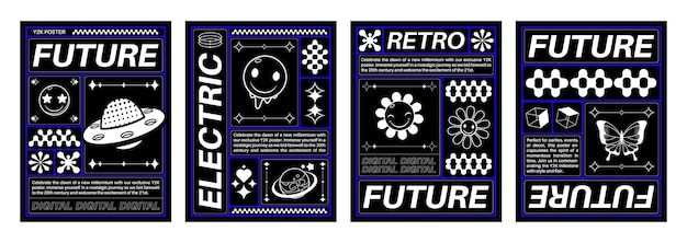 Free vector poster design in y2k style