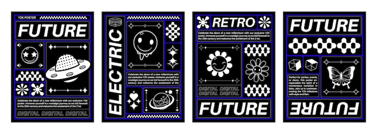 Free Vector poster design in y2k style