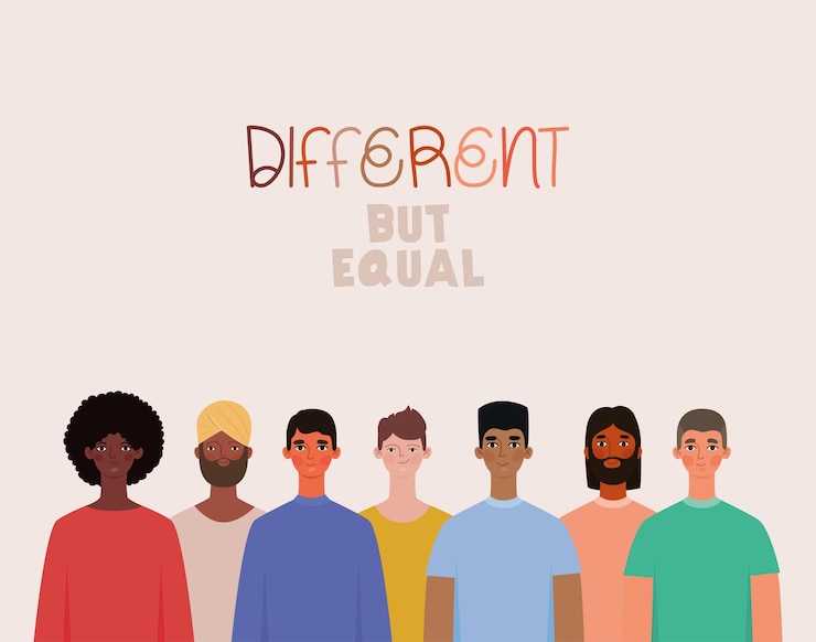 Free Vector poster of different but equal with men